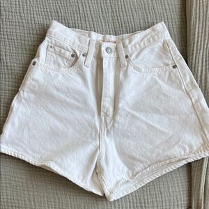 Levi's White High Waist Denim Shorts